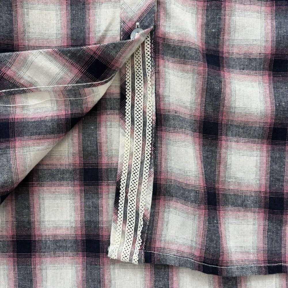 POL Womens Western Pink Plaid Button Down Tunic Size L Rodeo Festival Star Studs - Picture 6 of 13
